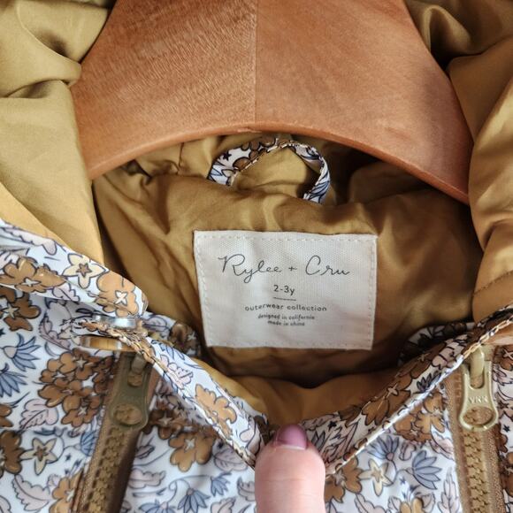 Rylee + Cru Puffer Winter SnowSuit Hood Mittens Gardenia  Floral 2-3Y EUC $142 - Picture 3 of 11